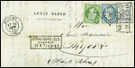 N°20 + 37 obl PC du GC 420 + T17 Belfort (14 sept 71) + Alsace n°6 obl CAD rect "Strassburg i Els Bahnof" (13.9.71) sur lettre, AFF rare et TB