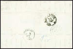 N°36, 10c bistre, 2 pièces obl étoile muette bleue + Alsace n°6 obl CAD "Zabern im Elsass" (6.10.71) sur lettre pour Tonneins (Lot et Garonne), AFF rare
