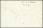 Alsace n°5 en paire obl CAD "Geispoldsheim" (22.12.71) sur lettre pour Paris avec taxe 25 double-trait en bleu. TB