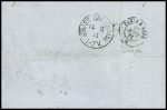 N°28 + 37 en paire obl GC 3934 + T17 "Thiberville (26)" (11 aout 71) sur lettre AFF à 50c au lieu de 20c, avec taxe tampon 20 façon manuscrite. TB