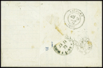 N°20 en paire + 37 obl GC 2660 + T17 Niort (23.11.71) sur lettre pour Mulhouse avec taxe 20 au crayon bleu. Bel AFF. TB