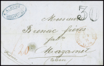 Lettre de Strasbourg pour Mazamet avec CAD rouge (Francostempel) "Strassburg im Elsass F." (4.3.71) et taxe 30 double trait en noir. TB