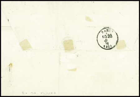 Alsace n°4, 5c vert, 4 pièces, obl CAD "Schlettstadt (23.5.71) sur lettre avec taxe 2 façon manuscrite pour Nancy, signé Baudot. TB