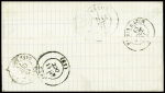 Alsace n°6 obl CAD "Hombourg an der Mosel" (11.10.71) sur lettre pour Maçon avec taxe 25 double trait et ambulant de nuit "Avricourt à Paris 2°". TB