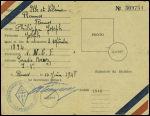 3 documents : carte d'identité du comité italien de libération nationale des Pyrénées-Orientales, carte d'adhésion en 1948 au RPF d'Ille-et-Vilaine et carte d'identité en qualité de travailleur agricole délivrée en 1943 