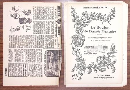 Dossier dans une chemise jaune sur le "bouton de l'armée française" (1913 - 1914), journal mensuel, "organe d'échange entre collectionneurs de boutons