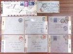 2° guerre mondiale : lettres de la Croix-Rouge x9 (Brésil, Chili, Argentine, Vénézuéla, Bratislava, Ceylan, Toronto, Genève) + lettres censurées x52