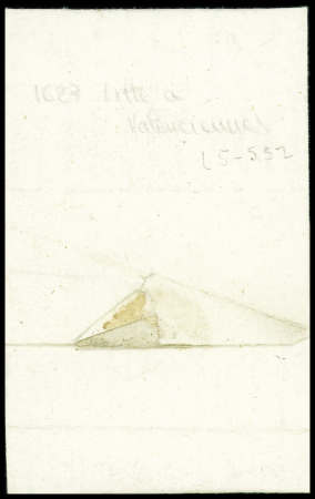 Lettre en port dû avec petite marque manuscrite de Lille (31 aout 1627) pour Valenciennes (L n°1), ind 21. TB