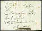 petite poste de Lille. Lettre en port dû boitier du 19 janvier 1792 pour Tourcoing avec MP rouges "19 janv", "8e LEV" et "non payé" et marque à sec