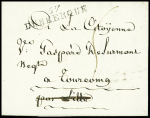 Lettre en port dû du 16 prairial an 3 avec MP "57 Dunkerque" et au verso marque en écriture cursive "DEBe de Lille" (L n°31), ind 20. TB