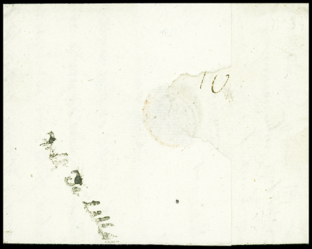 Lettre en port dû du 16 prairial an 3 avec MP "57 Dunkerque" et au verso marque en écriture cursive "DEBe de Lille" (L n°31), ind 20. TB