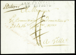 Lettre en port dû avec MP noire "N°27 armée française en Espagne "pour Lille avec taxe 11 rayée et mention manuscrite "A détaxer". TB