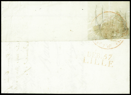 Lettre en port dû avec MP noire "N°27 armée française en Espagne "pour Lille avec taxe 11 rayée et mention manuscrite "A détaxer". TB
