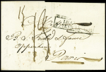 Lettre pour Paris avec cachet rect "Lille 57 9 fevrier 1828", ind 23. TB