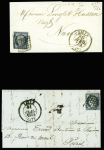 2 lettre AFF n°4, 25c bleu, obl grille + T13 Lille (31 juil 1850 et 10 avril 1851). TB