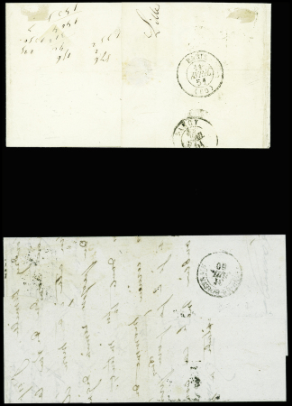 2 lettre AFF n°4, 25c bleu, obl grille + T13 Lille (31 juil 1850 et 10 avril 1851). TB
