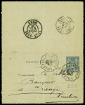 Entier carte lettre 15c sage obl CAD ondulé "Lille à Lille serv. Circ. F" (1897). TB
