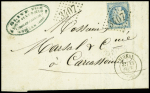 N°37 (LD) + n°25, bande de 5 + n°37 (def) obl GC 407 + T17 "Sigean (10)" (13 sept 71) sur lettre