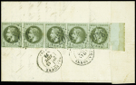 N°37 (LD) + n°25, bande de 5 + n°37 (def) obl GC 407 + T17 "Sigean (10)" (13 sept 71) sur lettre