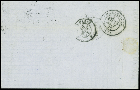N°25 + 36 en paire + 41 (pli) obl GC 246 + T17 Autun (16 sept 71) sur lettre, AFF rare