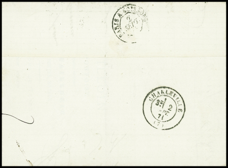 N°25, bande de 54 (1 ex def) obl GC 2974 + T17 (faible) "Pontoise (72)" (sept 71) sur lettre