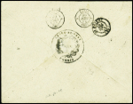 N°15, 25c bleu, 2 pièces, obl PC 2542 (Pordic) sur lettre pour Paris avec au verso transit St brique (30 juin 54 - dernier jour de tarif). TB