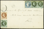 N°25, 3 pièces + n°26 (non obl) + n°37 obl GC 1760 + T16 "Harfleur (74)" (24 sept 71) + boite rurale "A" sur lettre pour Paris. TB