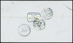 N°25, bande de 5, obl GC 3565 + T16 "Saintes (16)" (26 sept 71) sur lettre, TB