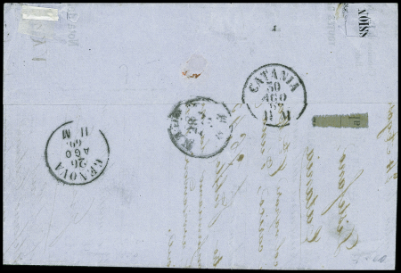 N°31, 40c orange, obl linéaire "Francia di mare" (Salles n°659 - ind 20) sur lettre de Marseille pour Catane. TB