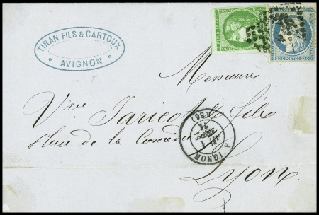 N°42+37 obl GC 260 + T17 Avignon (1 sept 71 - 1er jour du changement de tarif) sur lettre. TB