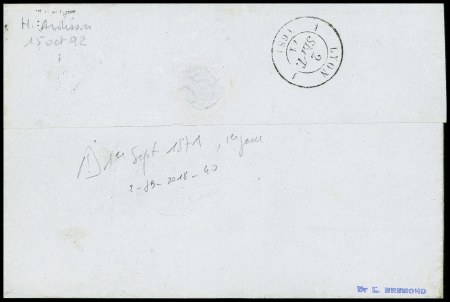 N°65, 10c vert, obl cAD "Paris Pl. de la Madeleine" (2 dec 76) sur carte postale précurseur avec taxe 15c manuscrite. TB