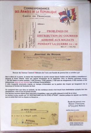 Collection de 55 lettres sur 28 pages (plus un reste de 7 lettres "Problèmes de distribution du courrier adressé aux soldats pendant la guerre 14-18")