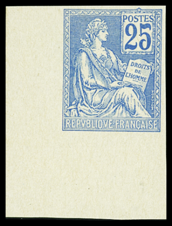 N°118a 25c bleu, non dentelé, CdF, neuf sans gomme,