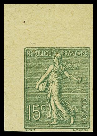 N°130g 15c olive, non dentelé, CdF papier GC, neuf