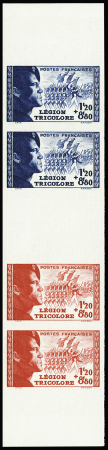 N°566c Légion tricolore, bande complète avec intervalle,