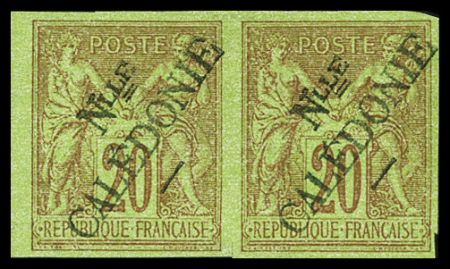 N°17a 20c brique sur vert en paire, neuf, TB