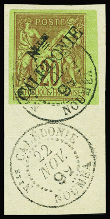 N°17a 20c brique sur vert BdF, obl.