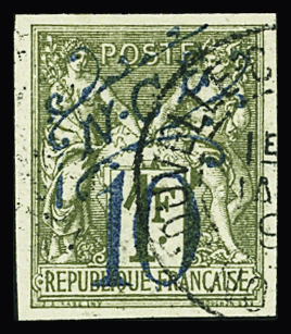 N°35 10c sur 1f olive, obl. TB. Certificat Cérès