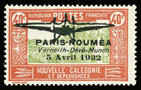 POSTE AERIENNE N°1/2 40c rouge et olive et 50c lilas