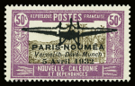 POSTE AERIENNE N°1/2 40c rouge et olive et 50c lilas