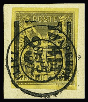 N°3c 25c sur 35c violet noir s. jaune, variété surcharge