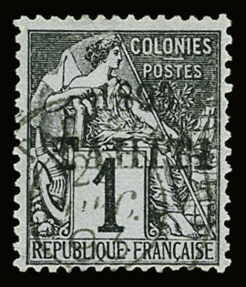 N°19 1c noir sur azuré, obl. TB. Signé A.Brun