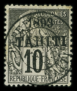 N°23 10c noir sur lilas, obl., TB.