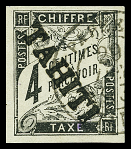TAXE N°4 4c noir, obl., TB