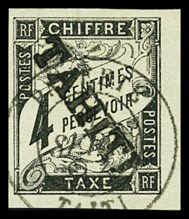 TAXE N°4 4c noir, obl., TB