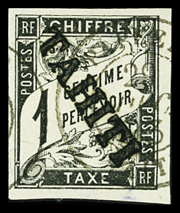 TAXE N°1 1c noir, obl., TB. d'aspect