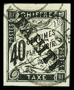 TAXE N°10 40c noir, obl., TB