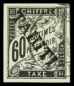 TAXE N°11 60c noir, bdf, obl., TB