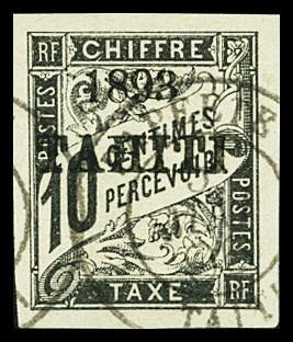 TAXE N°19 10c noir, obl., TB