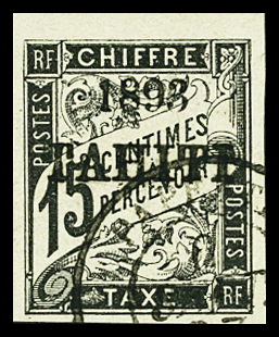 TAXE N°20 15c noir, obl., TB